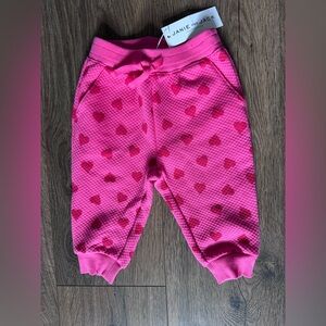 NWT Janie and Jack Pink Heart Quilted Baby Joggers 6-12m